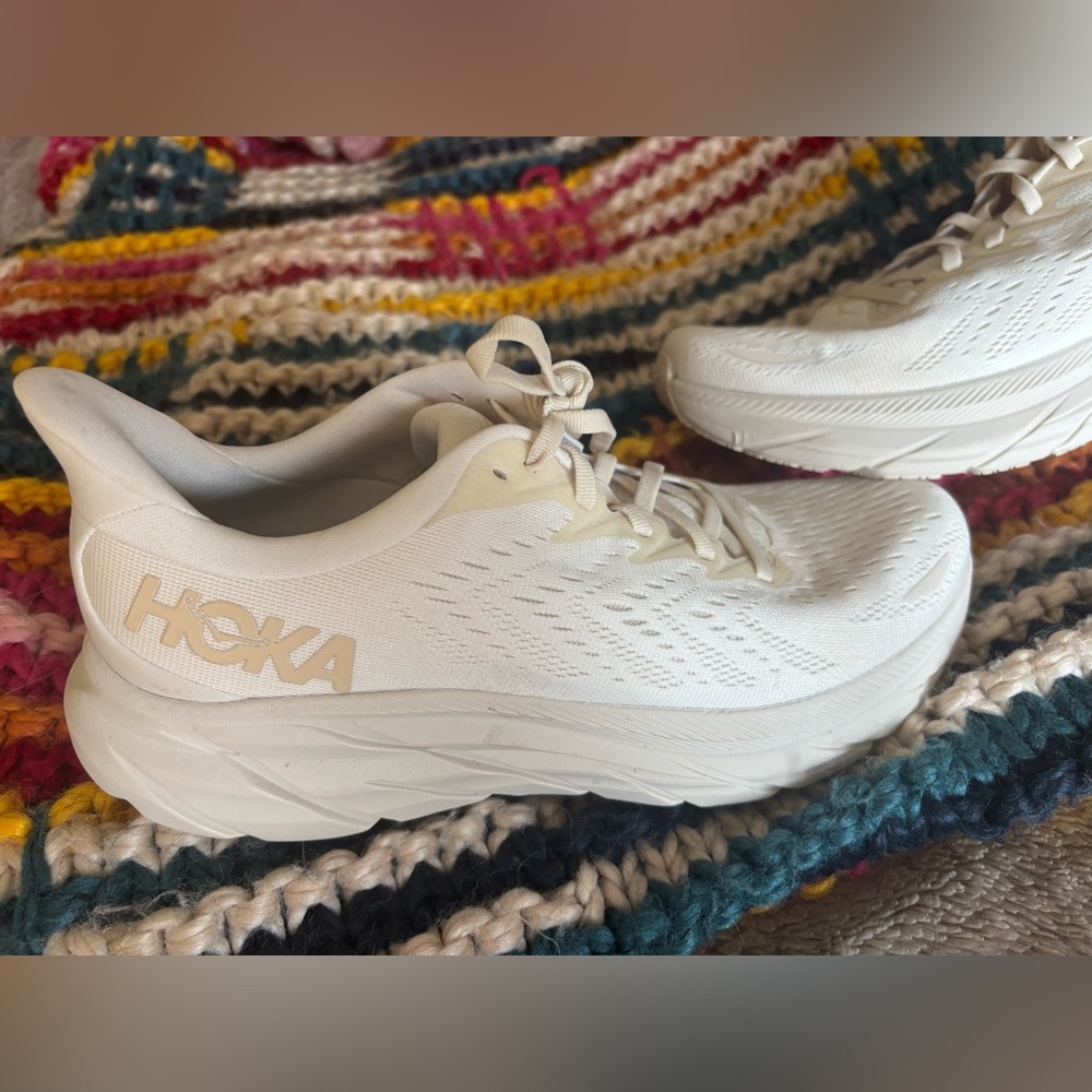 Hoka Women's White/Off-White Clifton 9 Running Sneakers